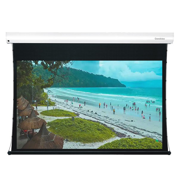 Liberty Grandview 150" (16:9) Cyber Series Tab tension Motorised Long Throw Ambinet Light Rejection Screen with Wooden Crate Packing