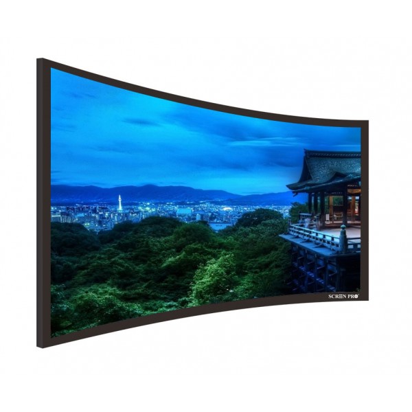 Liberty Screen Pro 100" (16:9) Curved Fixed Frame Screen (8k - Grey Fabric) 90MM