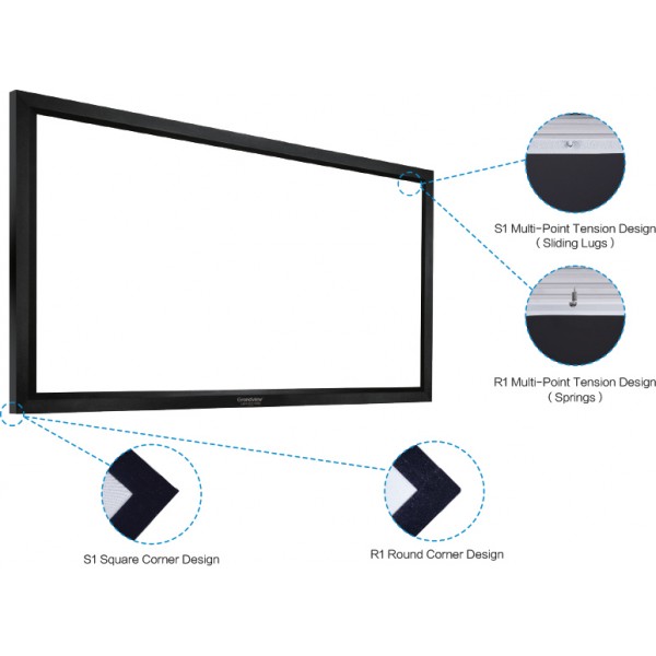  Liberty Grandview Prestige Fixed Frame Screen with 8cms 100" 16:9 WB7 HD Matte White