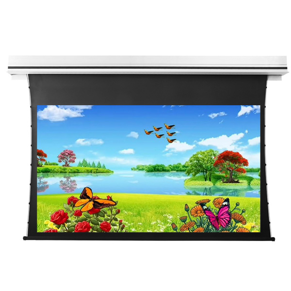 Liberty Grandview 106" (16:9) Premium Recessed TAB-TENTIONED Screen With Trap Door AT6. Accoustic Weaved.