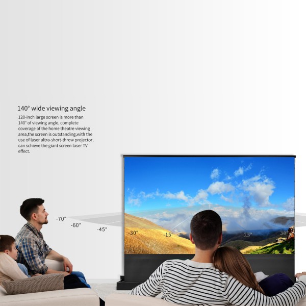 LIBERTY GRANDVIEW FANTASY Floor-Up Motorised Screens. (FHP Series) (UHD130 Ultra Matte White - Grey) 120" (16:9) Viewing Size 2656 x 1494 mm, with RF Control.